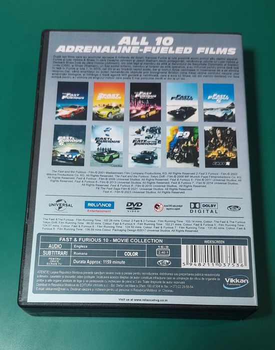 The Fast & The Furious Colectie 10 DVD Subtitrate Romana