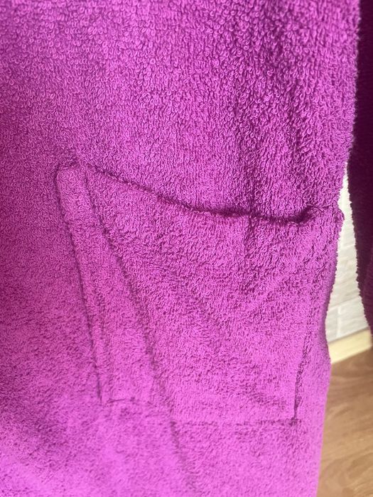 Halat de baie de culoare mov din bumbac buclat