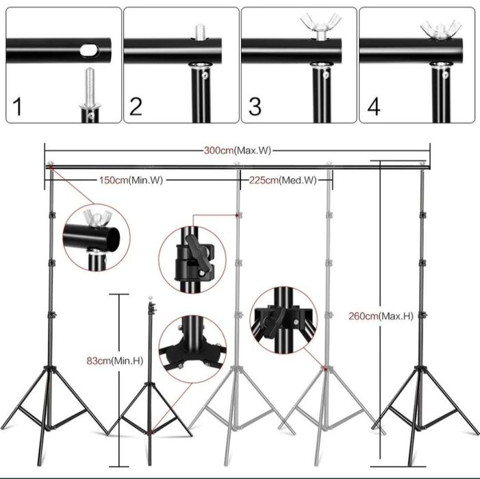 Set suport fundaluri foto / video Kit Studio Fundal