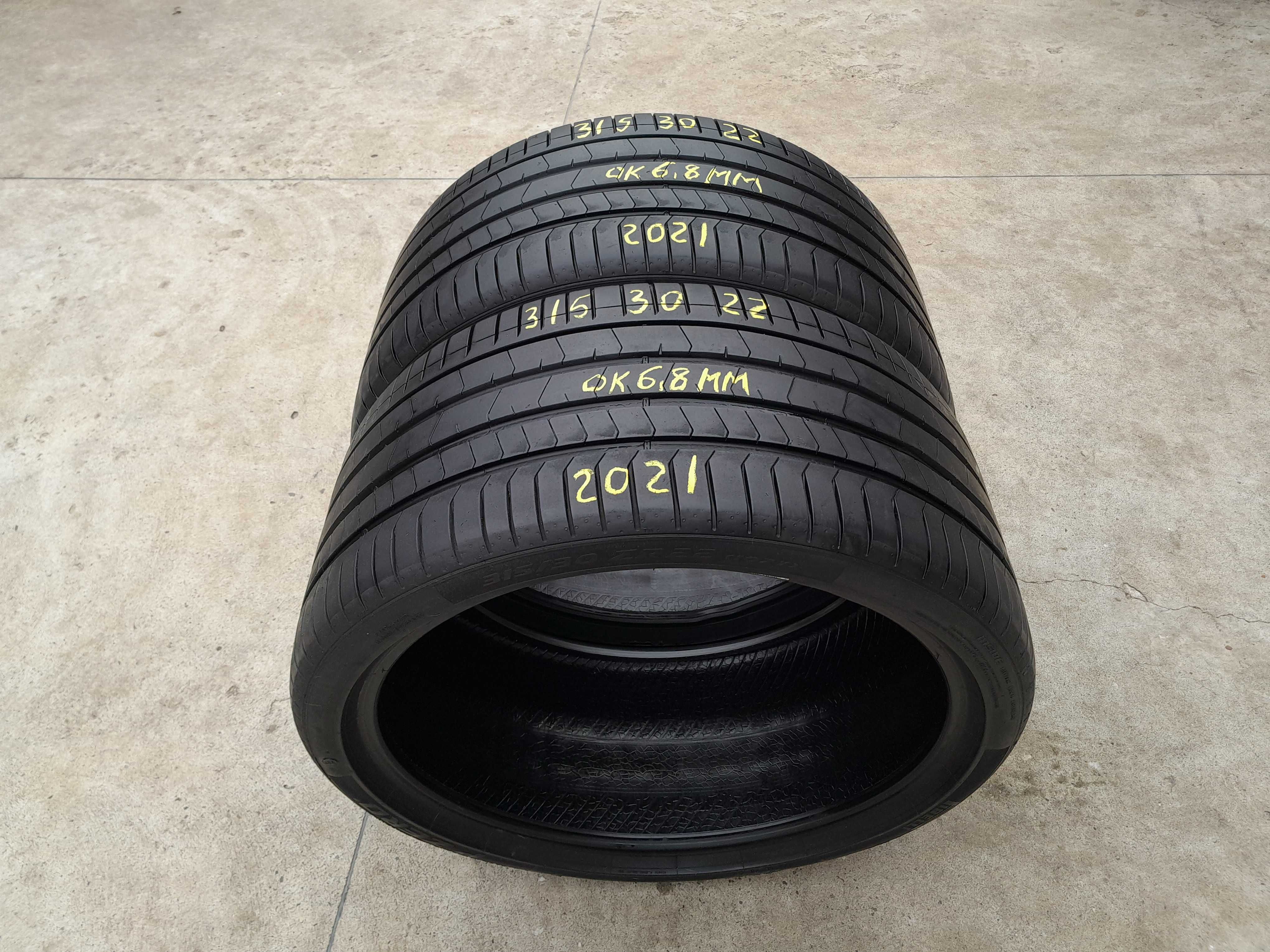 Doua anvelope vara 315 30 22 pirelli p zero pz4  cu 6,8 mm dot 2021