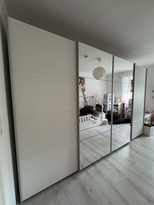 Dressing/Dulap 360/230/63 cm 4 usi culisante oglinda/alb mat