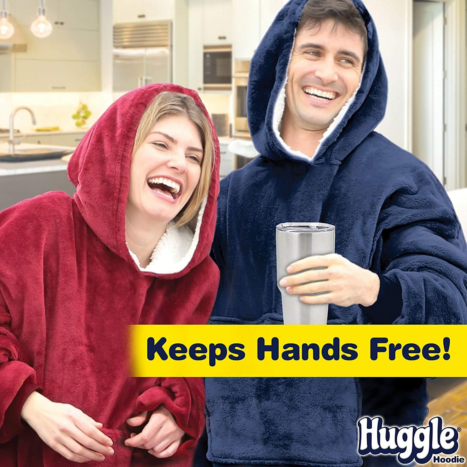 Huggle Hoodies Плюшено одеяло с качулка, тип халат
