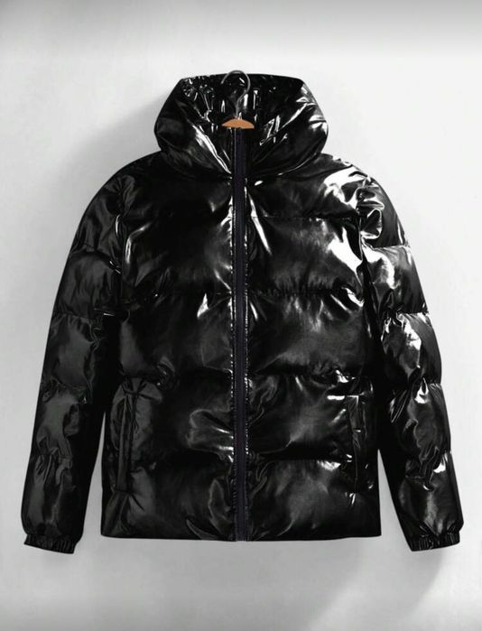 Мъжко ватирано палто с качулка и
 джоб, свободно кроене, есенно
Зимно