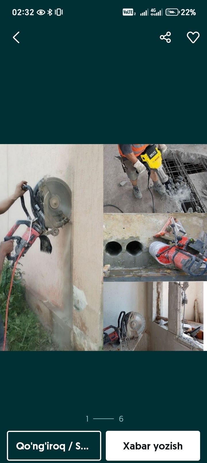 Almazni beton teshish xizmati
