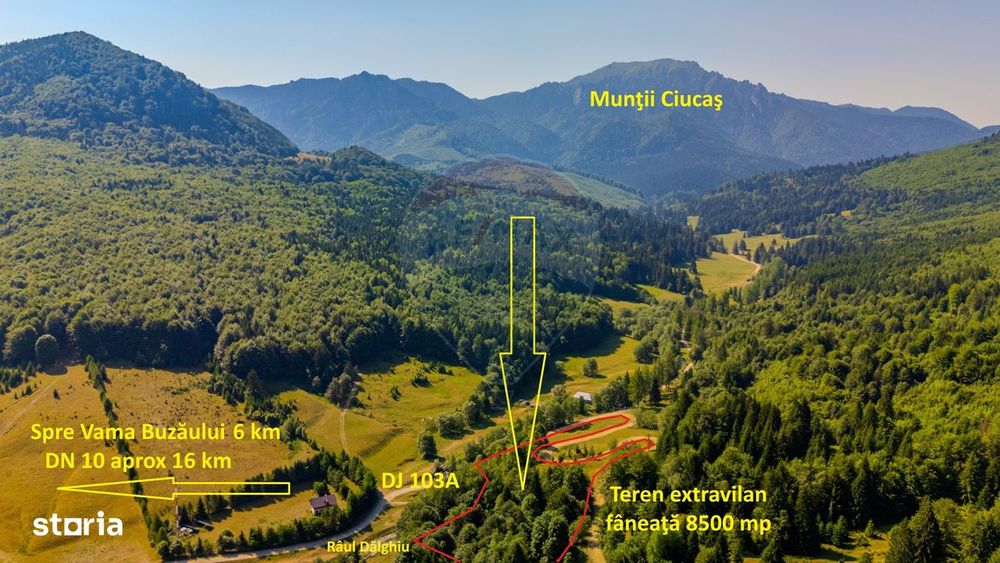 Teren 8500 mp, Valea Dălghiului - Dălghiu - vedere către Ciucaș