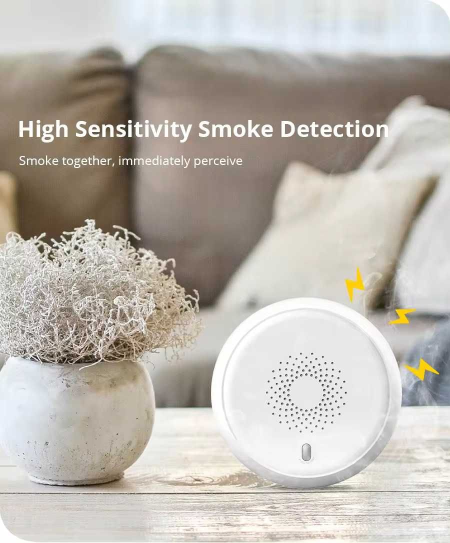 Senzor smart / detector de fum / alarma incendiu, Tuya Zigbee