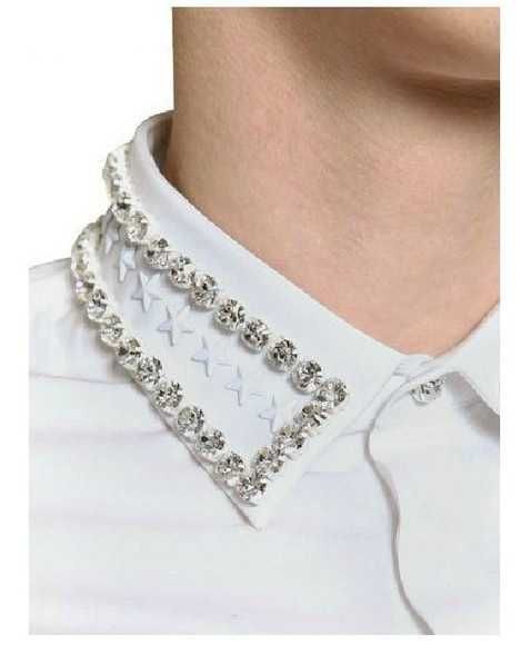 WHITE STARS AND CRYSTAL BEADS Мъжка Риза с Кристали и Звезди size XS