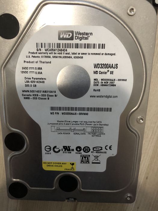 Hard Disk 160, 320, 500 GB3.5’ & 2.5’