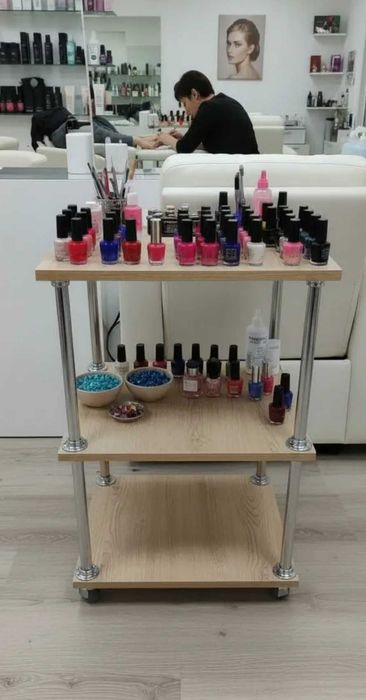 Помощна маса/ козметична количка етажерка ПДЧ Айви мебел