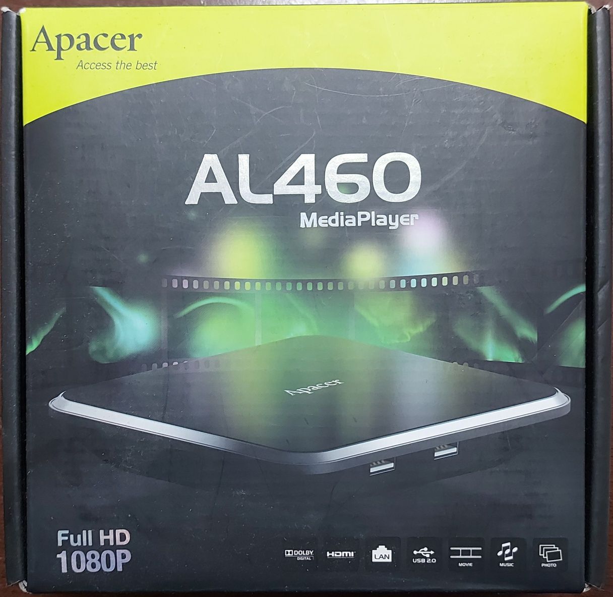 Проигрыватель плеер FullHD avi mp4 Apacer AL460, 2USB, HDMI, RCA, LAN.