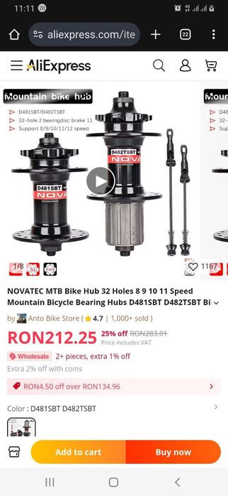 Vând roată spate MTB cu butuc