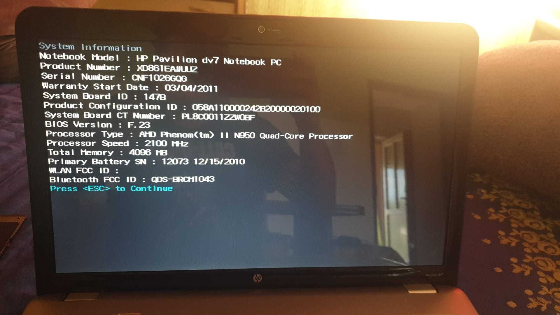 Laptop HP Pavilion dv7 4118ez 17.3 HD  dezmebrez  placa video defecta