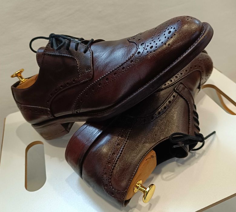 Pantofi derby brogue 42.5 43 British Passport piele naturala moale G W