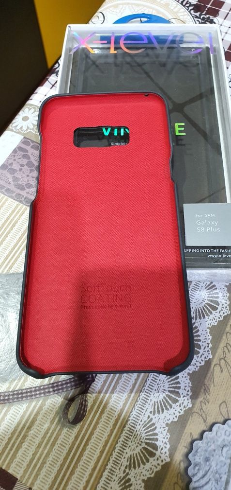 galaxy s8 plus husa piele și geam protectie