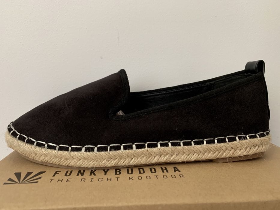 Espadrile negre din piele intoarsa sintetica