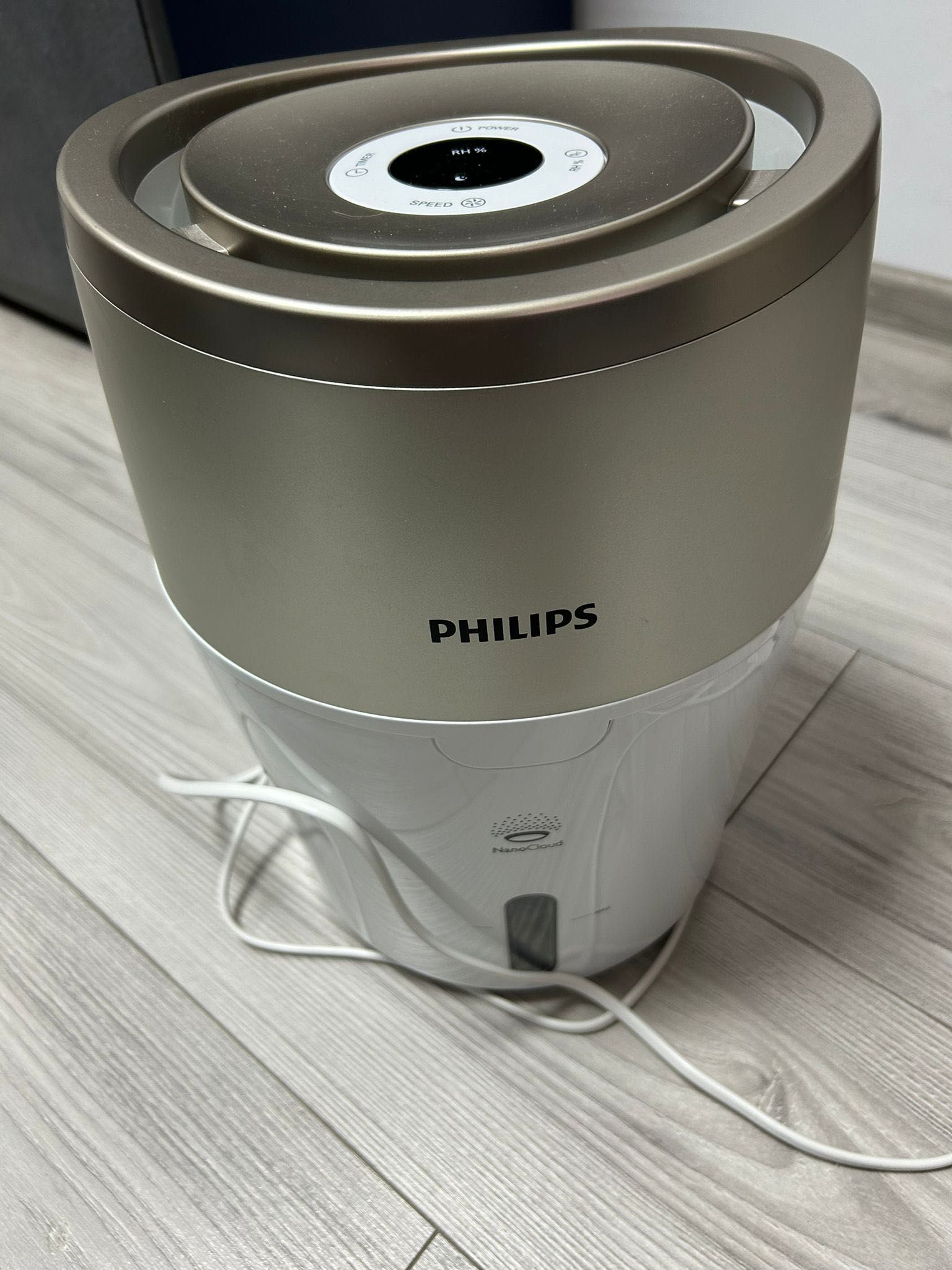 Umidificator PHILIPS HU4803-01, 2l, Tehnologie NanoCloud, alb-auriu