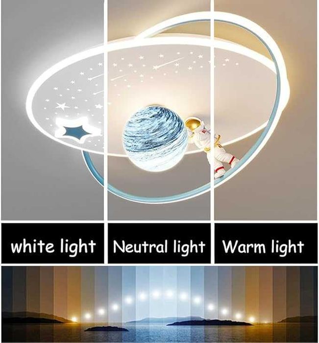 Лед LED Полилей Луна Астронавт Звезда Детска стая Дистанционно 213