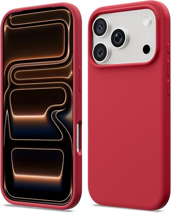 Матов силиконов кейс за apple iphone 17 pro max - червен