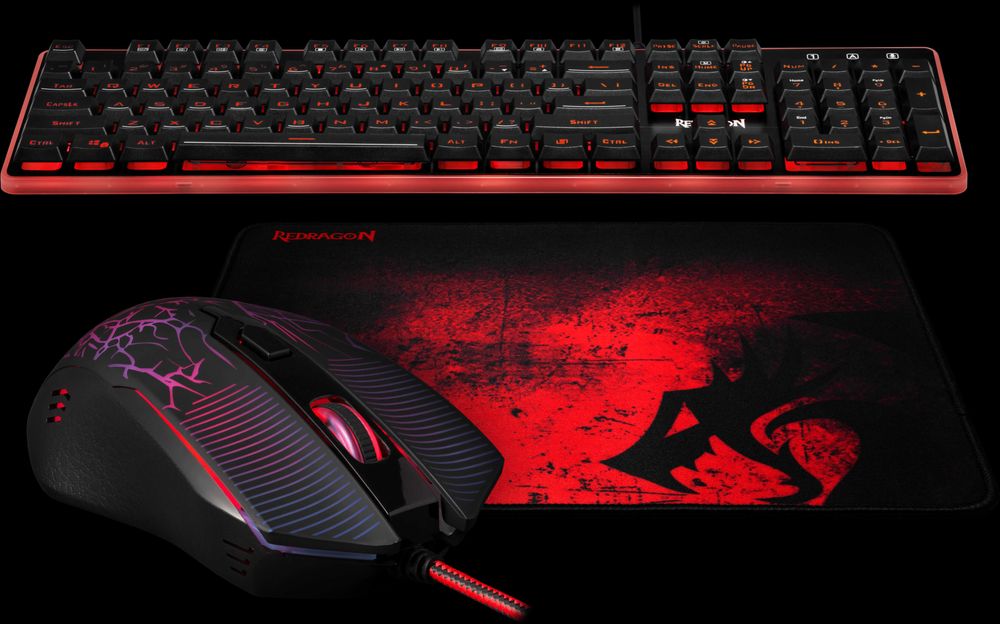 Набор Redragon S107 3-в-1: мышь, клавиатура и коврик RUS/ENG