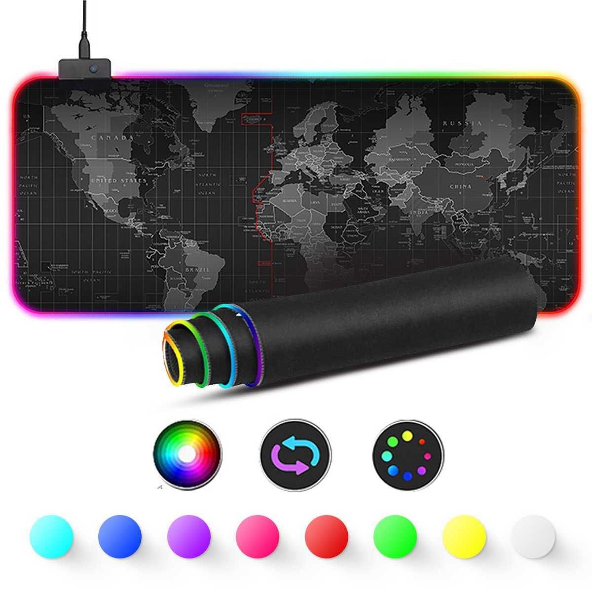 Светеща подложка за лаптоп RGB-1 – Карта на света – 80х30 см.