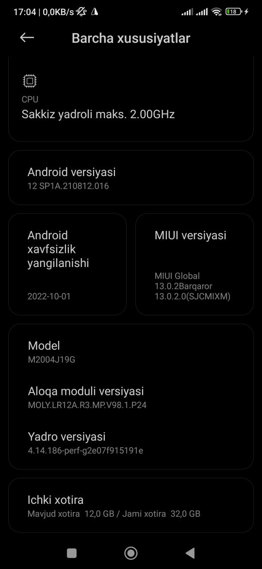 Redmi 9 xotira 4/32
