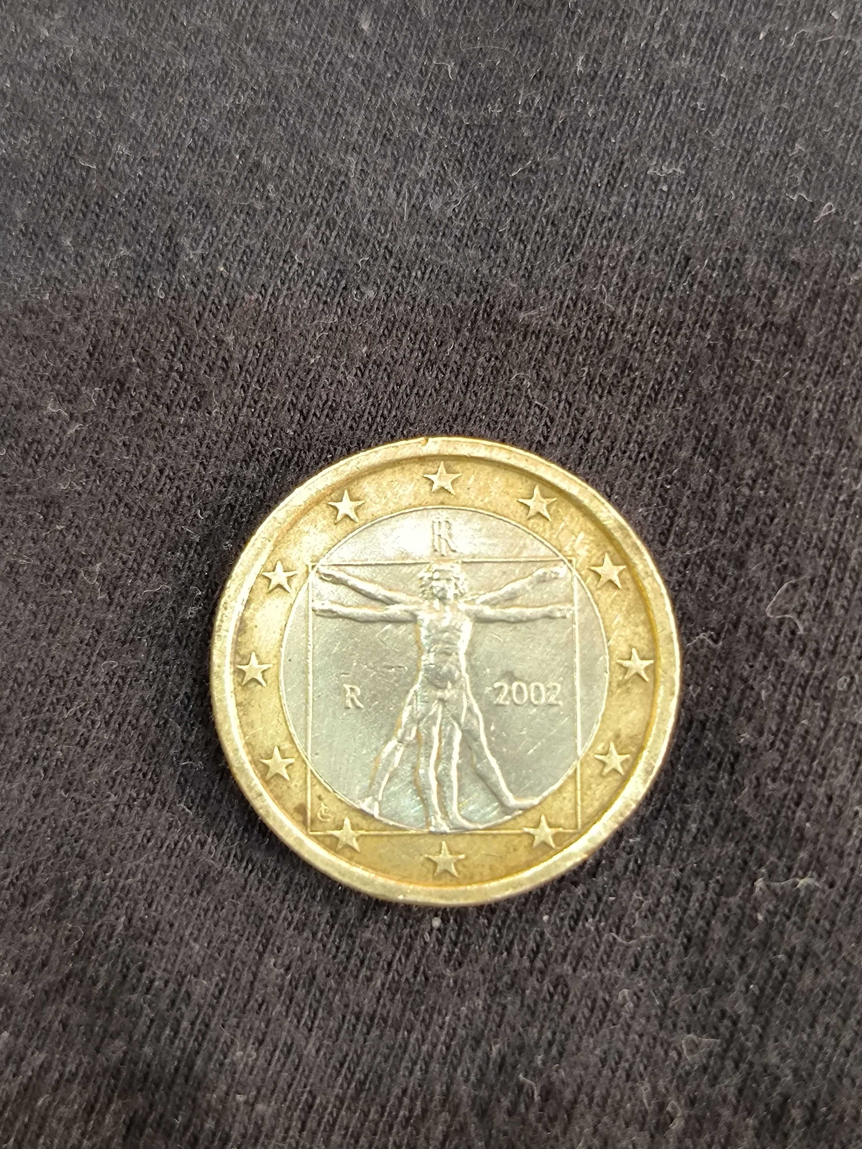 Монета 1 евро Италия 2002г. Леонардо да Винчи