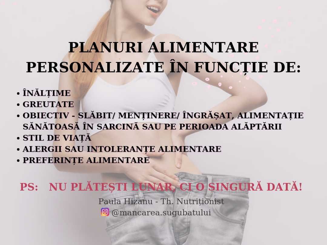 Plan alimentar personalizat/ nutritionist / dieta / program nutritie