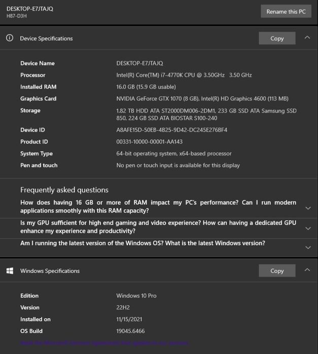 PC Gaming 1080p HIGH- i7 4770K GTX 1070 - Bonus sarbatori Razer Mamba