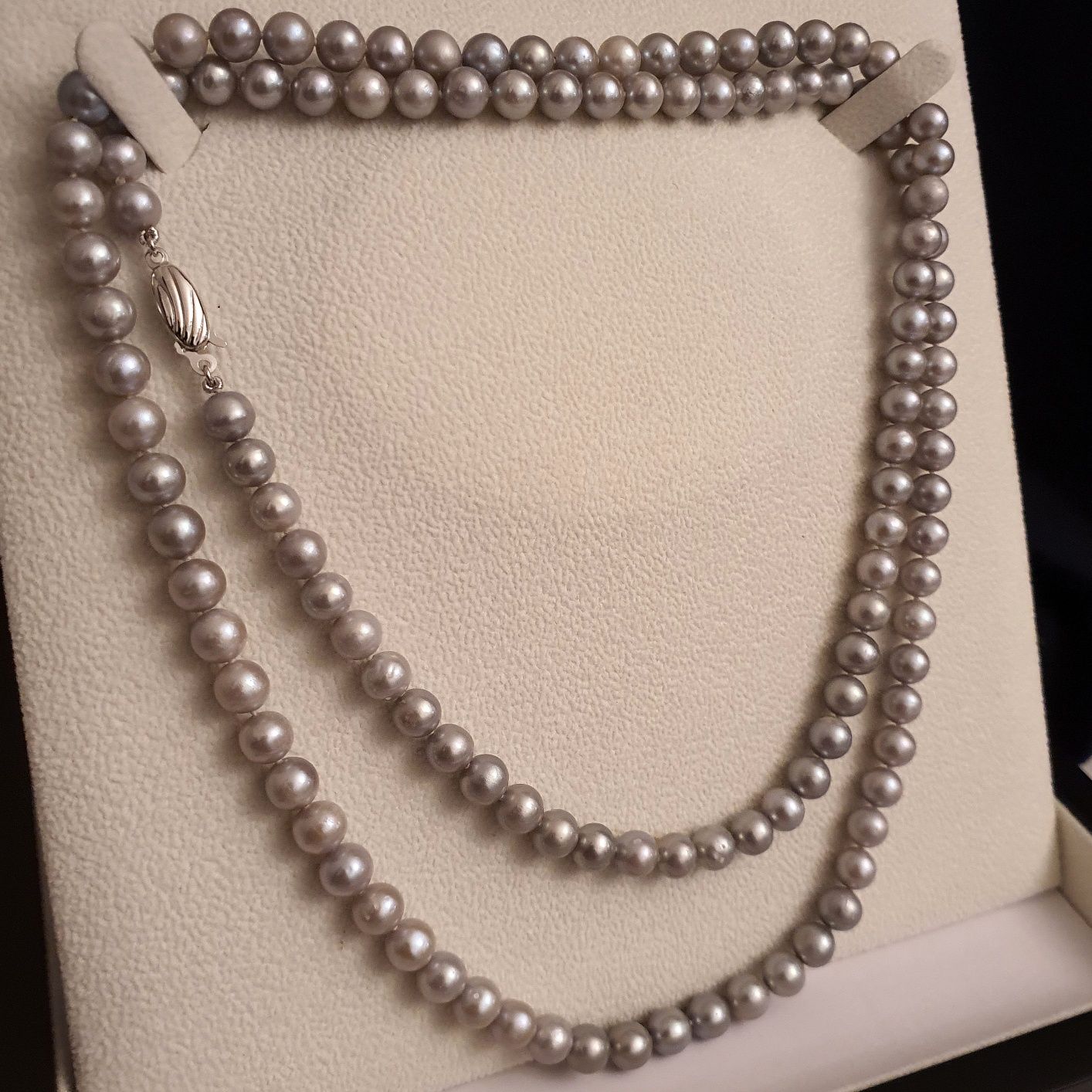 splendid colier 87cm cu perle naturale argintii