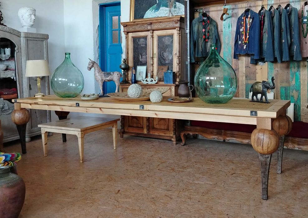 Masa consiliu (evenimente) din lemn masiv vechi, stil industrial