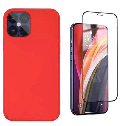 Husa Catifea Alcantara Case + Folie Sticla - Iphone 11/12 PRO