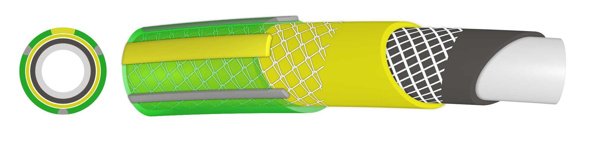 Furtun PROFESIONAL PLUS GREEN 1/2" 50m, 4 straturi, clasa 6 rezistenta