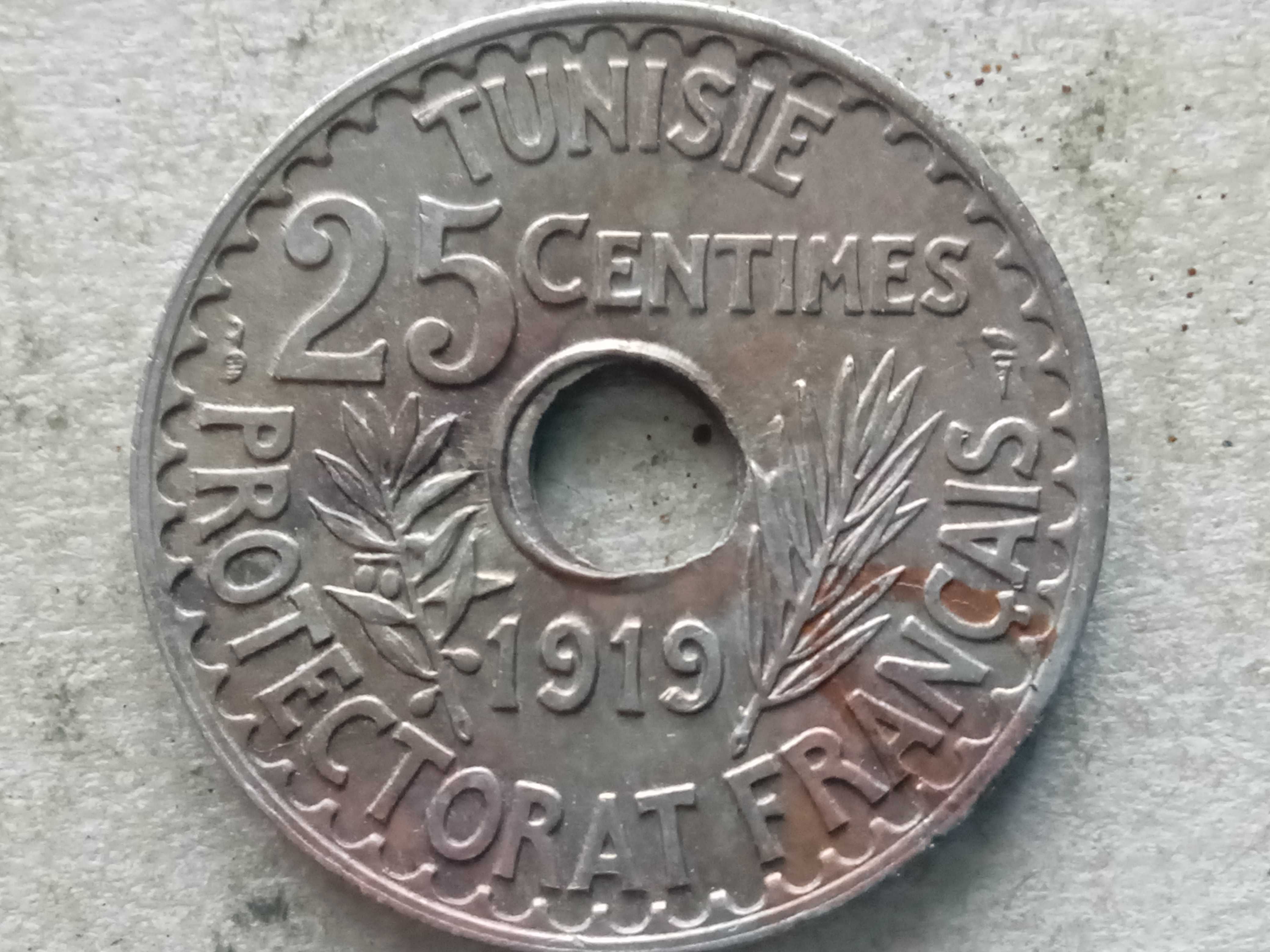 Moneda 25 centimes 1919-Tunisia