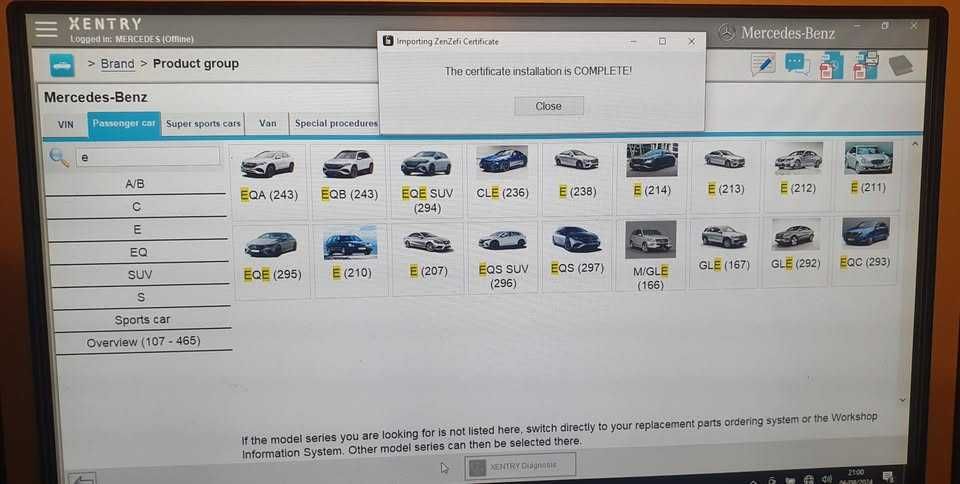Diagnoza Xentry STAR Mercedes program instal