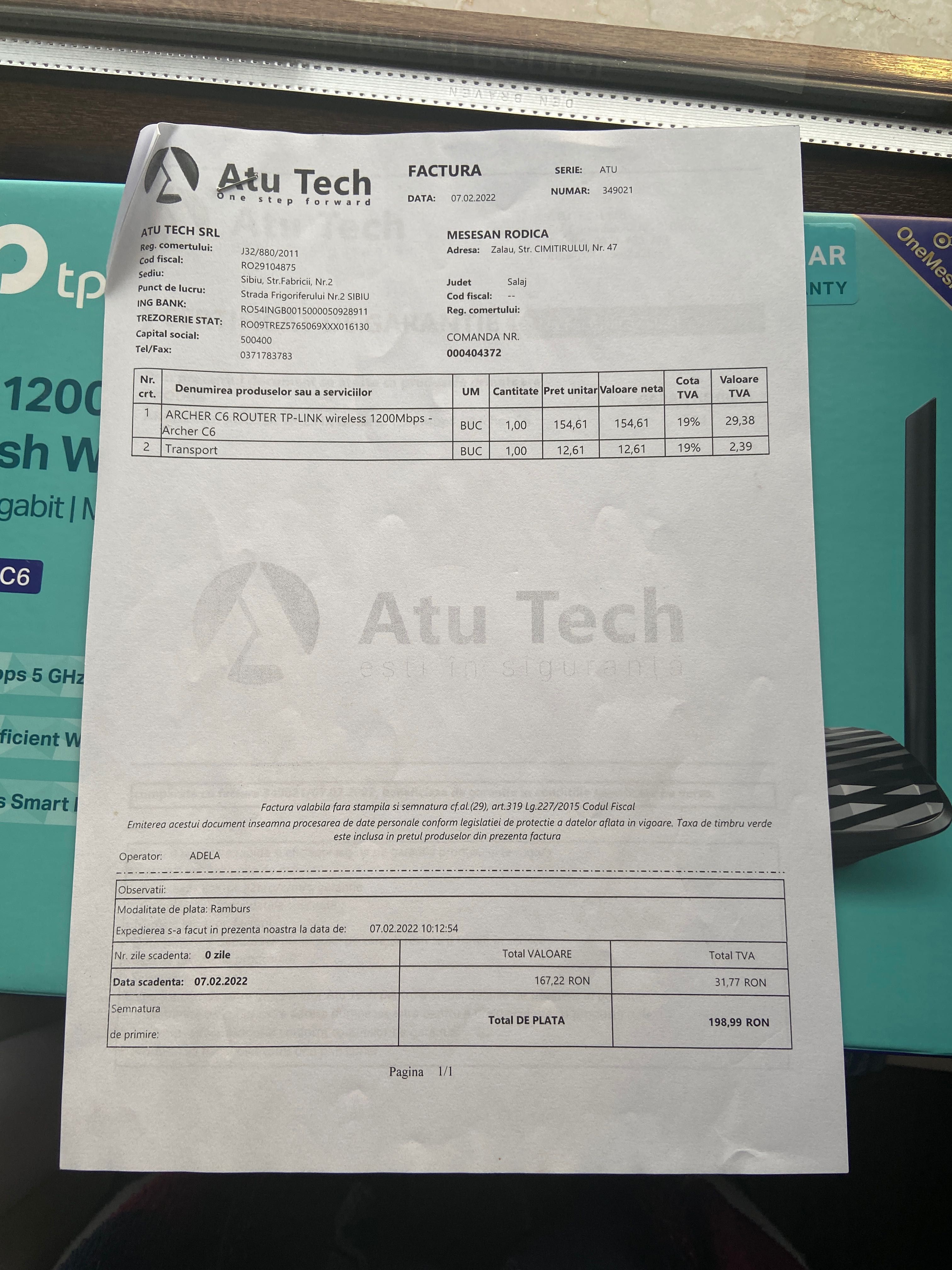 Router Wireless Gigabit TP-LINK Archer A6 AC1200