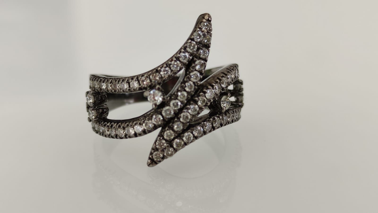 Inel aur 14k "black gold" cu diamante 1.20ct