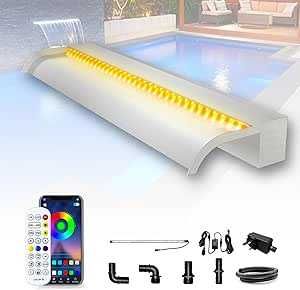 Cascadă Longrun pentru piscina, 60 cm,  din oțel inoxidabil