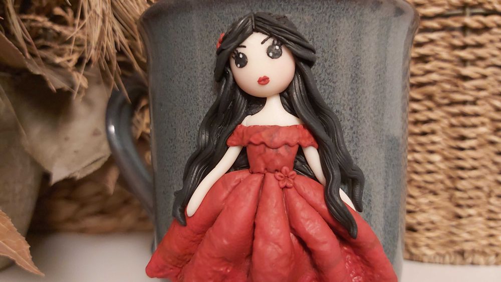 Cadou pentru sotie/iubita cana papusa handmade