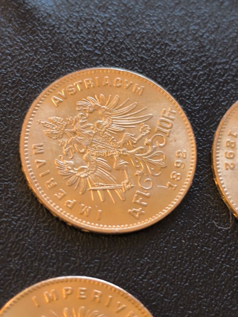 Златна монета 4 флорина/10 франка 1892 год,3.23 гр,900/1000
