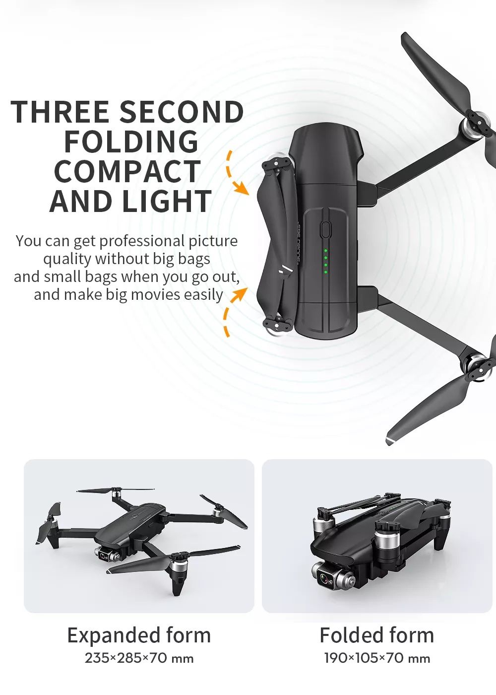 Drona  Camera Sony 4K,gimbal 3 axe , 1200m ,Zbor 35 min,GPS,5G, Noua