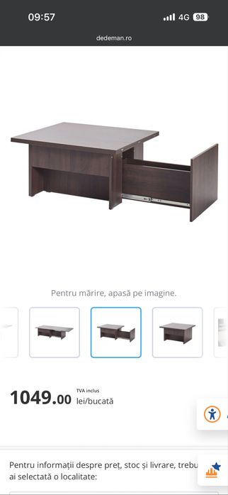 Masa cafea extensibila