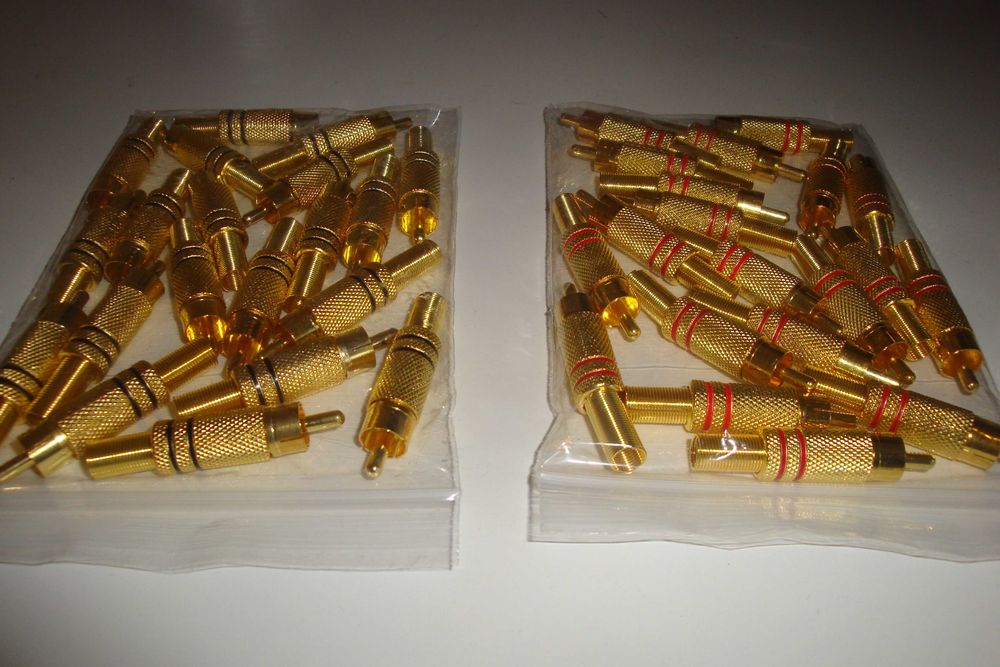 mufa RCA mufe metalice RCA aurii cu rosu si aurii cu negru gold mono