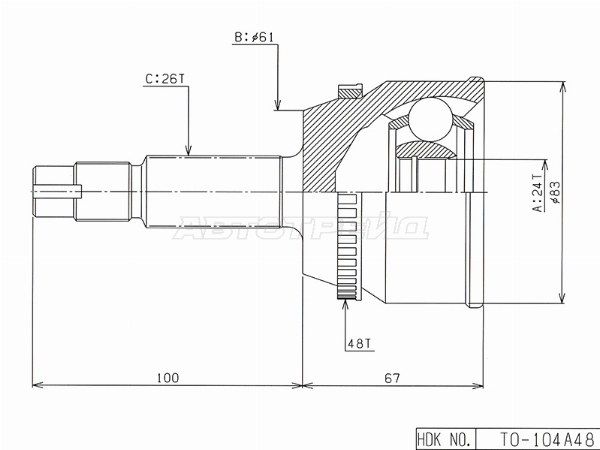Шрус, граната наружный  Toyota Camry