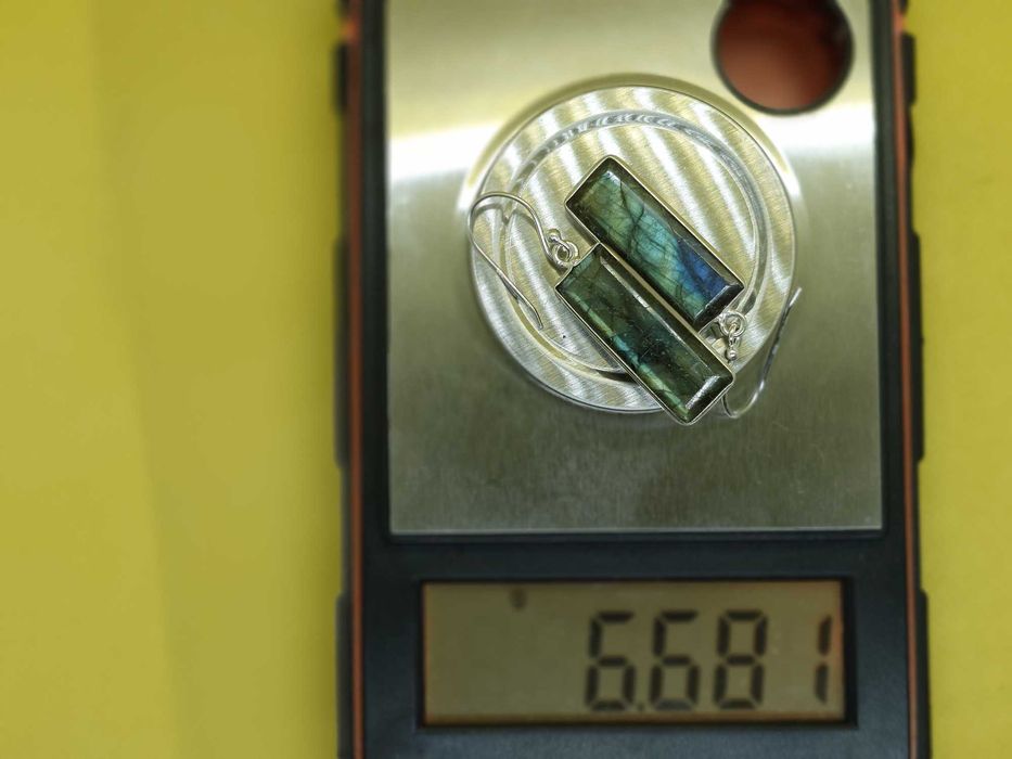 Cercei din argint cu labradorit fațetat – NOI