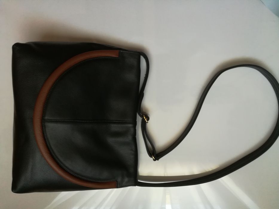 Geanta piele dama negru maro