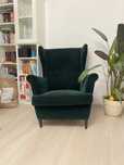 Fotoliu catifea verde IKEA