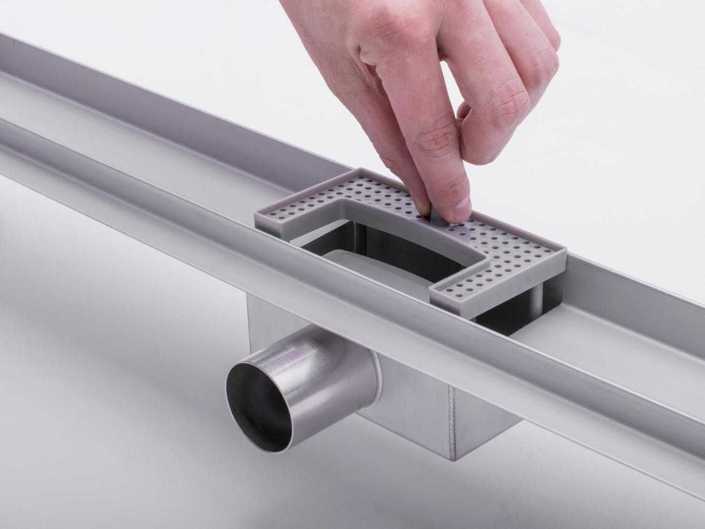 Rigola dus integral din inox cu capac Sticla Neagra, lungime 60cm
