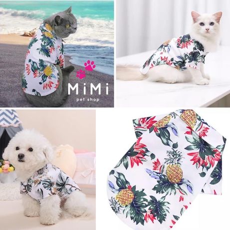Bluza camasa pentru caini pisici model Hawaii inchidere cu capse