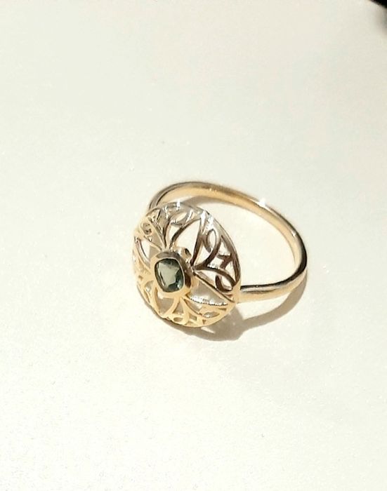 Inel moldavite argint placat cu aur 18k si brățară jad