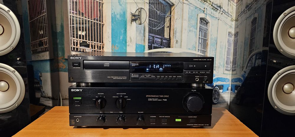Muzica la cd player Sony CDP 291 sau amplificator statie Sony TA F 120